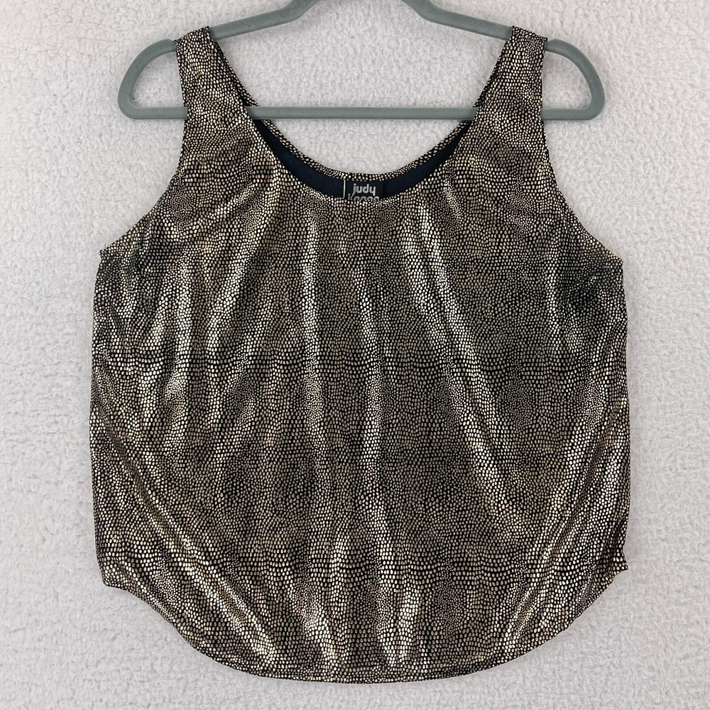 Judy‎ Knapp Gold Metallic Pin Dot Tank Top Womens VTG Made in USA Size Small